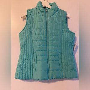NY&Co Seamed Puffer Vest, pool blue / turquoise color